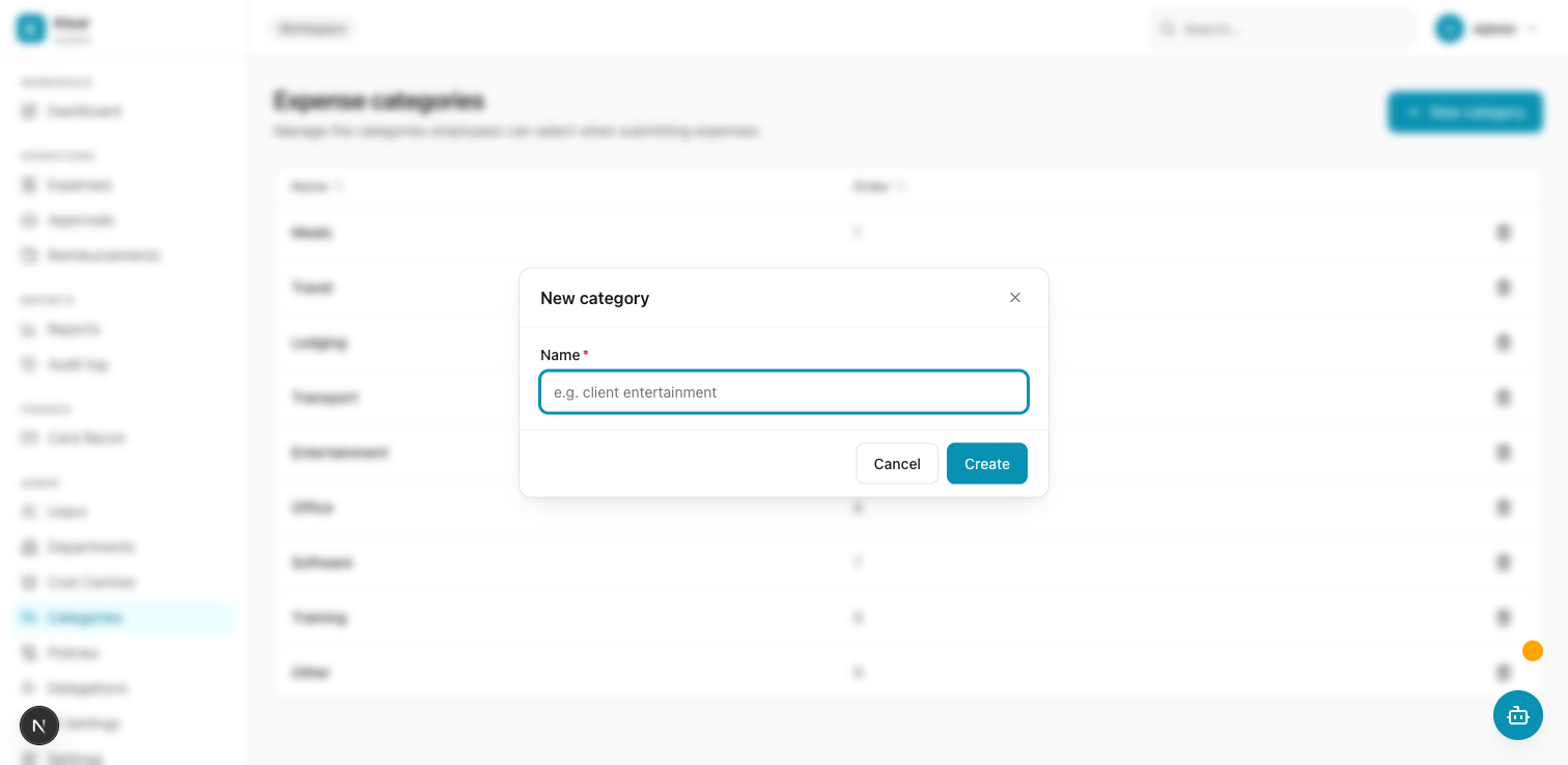 New category modal