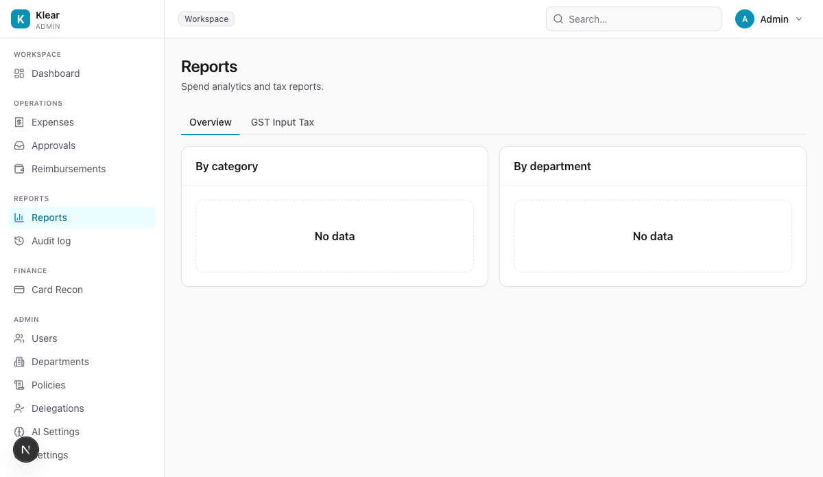 Reports page